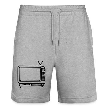 Fernseher - Stanley/Stella Unisex Bio Joggingshorts Trainer  - Grau meliert - Vorne - Nik (191cm) & Marisol (170cm)