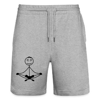 Meditation ruhig bleiben, einatmen, ausatmen - Stanley/Stella Unisex Bio Joggingshorts Trainer  - Grau meliert - Vorne - Nik (191cm) & Marisol (170cm)