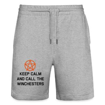 Bleib ruhig und ruf die Winchesters an - Stanley/Stella Unisex Bio Joggingshorts Trainer  - Grau meliert - Vorne - Nik (191cm) & Marisol (170cm)