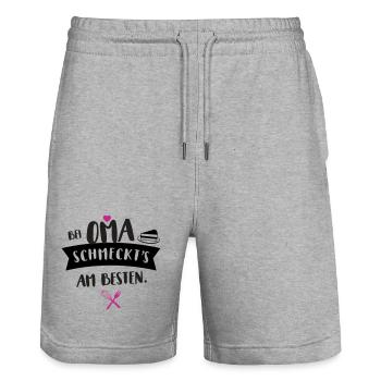 oma köchin schmecken lecker geschenk küche koch lo - Stanley/Stella Unisex Bio Joggingshorts Trainer  - Grau meliert - Vorne - Nik (191cm) & Marisol (170cm)