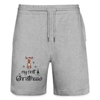 Mon premier Noël - Short de jogging bio TRAINER Stanley/Stella unisexe - gris chiné - Devant - Nik (191cm) & Marisol (170cm)