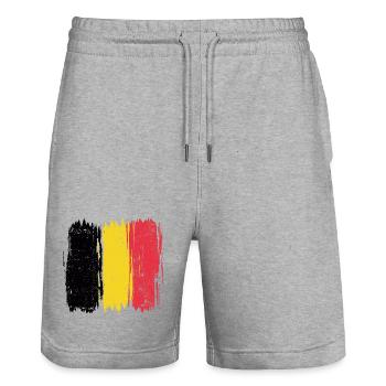 Belgische Flagge Abstrakte Pinselstriche - Stanley/Stella Unisex Bio Joggingshorts Trainer  - Grau meliert - Vorne - Nik (191cm) & Marisol (170cm)