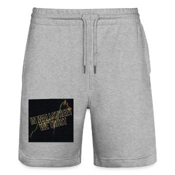 Wall Street Nous faisons confiance Motif financier - Short de jogging bio TRAINER Stanley/Stella unisexe - gris chiné - Devant - Nik (191cm) & Marisol (170cm)
