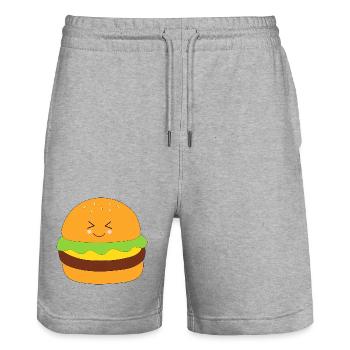 Burger, fast food, essen, kochen - Stanley/Stella Unisex Bio Joggingshorts Trainer  - Grau meliert - Vorne - Nik (191cm) & Marisol (170cm)