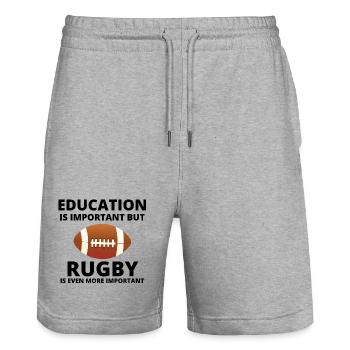 Rugby, Rugby-Sport, Rugby-Humor - Stanley/Stella Unisex Bio Joggingshorts Trainer  - Grau meliert - Vorne - Nik (191cm) & Marisol (170cm)