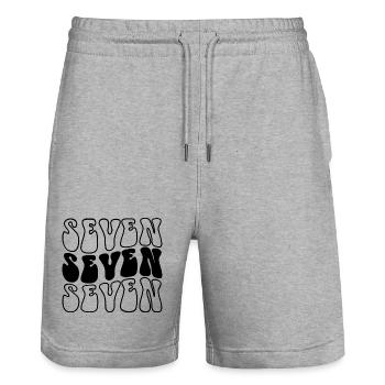 Seven 7th Birthday Kids Boys Girls 7 Years Old - Stanley/Stella Trainer Unisex Organic Jogging Shorts - heather grey - Front - Nik (191cm) & Marisol (170cm)