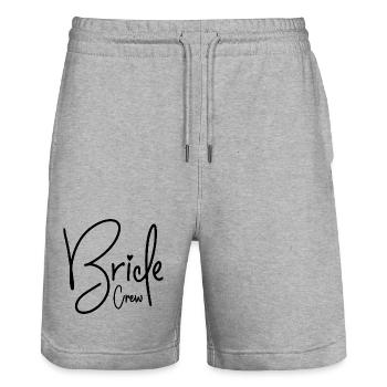 Bride Crew - Stanley/Stella Trainer Unisex Organic Jogging Shorts - heather grey - Front - Nik (191cm) & Marisol (170cm)