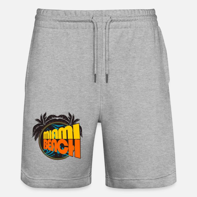 Miami Beach Retro Palms - Short de jogging bio TRAINER Stanley/Stella unisexe - gris chiné