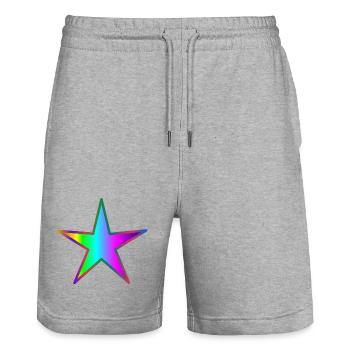 ETOILE. ETOILES. STAR. FÊTE. ANNIVERSAIRE. NOËL - Short de jogging bio TRAINER Stanley/Stella unisexe - gris chiné - Devant - Nik (191cm) & Marisol (170cm)