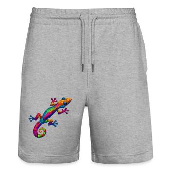 Gecko - Short de jogging bio TRAINER Stanley/Stella unisexe - gris chiné - Devant - Nik (191cm) & Marisol (170cm)