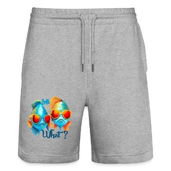 Poissons colorés avec des lunettes de soleil - Short de jogging bio TRAINER Stanley/Stella unisexe - gris chiné - Devant - Nik (191cm) & Marisol (170cm)