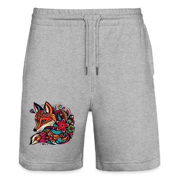 Renard - Short de jogging bio TRAINER Stanley/Stella unisexe - gris chiné - Devant - Nik (191cm) & Marisol (170cm)