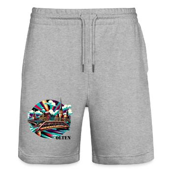 Olten - Stanley/Stella Unisex Bio Joggingshorts Trainer  - Grau meliert - Vorne - Nik (191cm) & Marisol (170cm)