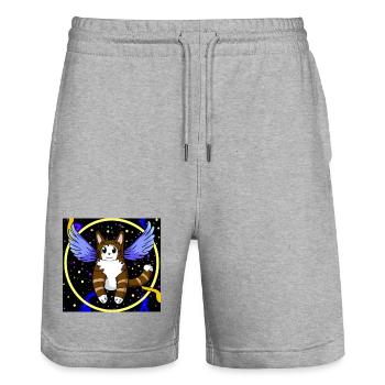 Angel cat in space. - Stanley/Stella Trainer Unisex Organic Jogging Shorts - heather grey - Front - Nik (191cm) & Marisol (170cm)