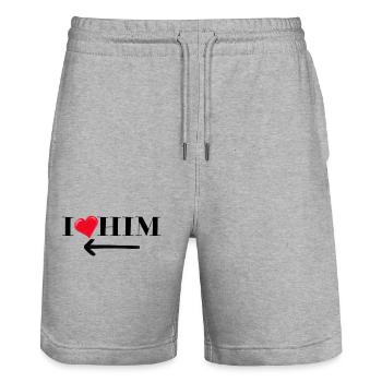 Je l’aime Conception de chemise - Short de jogging bio TRAINER Stanley/Stella unisexe - gris chiné - Devant - Nik (191cm) & Marisol (170cm)
