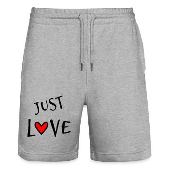 HEART. HEARTS. VALENTINE'S DAY. LOVE. LOVE. COUPLE. - Stanley/Stella Trainer Unisex Organic Jogging Shorts - heather grey - Front - Nik (191cm) & Marisol (170cm)