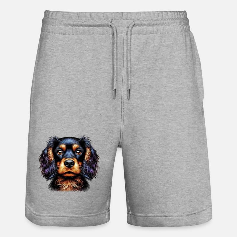 Hund Cocker Spaniel - Stanley/Stella Unisex Bio Joggingshorts Trainer  - Grau meliert