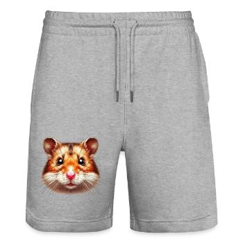 Hamster - Short de jogging bio TRAINER Stanley/Stella unisexe - gris chiné - Devant - Nik (191cm) & Marisol (170cm)