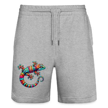 Gecko - Stanley/Stella Unisex Bio Joggingshorts Trainer  - Grau meliert - Vorne - Nik (191cm) & Marisol (170cm)