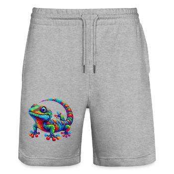 Gecko - Short de jogging bio TRAINER Stanley/Stella unisexe - gris chiné - Devant - Nik (191cm) & Marisol (170cm)
