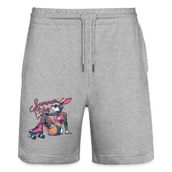 summer vibes sommer eis vintage 60er sixtys - Stanley/Stella Unisex Bio Joggingshorts Trainer  - Grau meliert - Vorne - Nik (191cm) & Marisol (170cm)