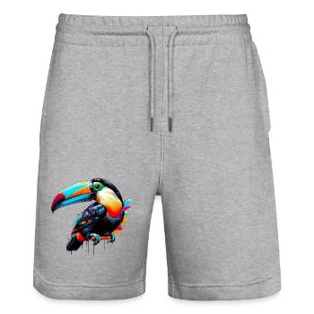Tukan - Stanley/Stella Unisex Bio Joggingshorts Trainer  - Grau meliert - Vorne - Nik (191cm) & Marisol (170cm)