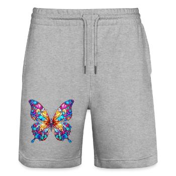 Papillon - Short de jogging bio TRAINER Stanley/Stella unisexe - gris chiné - Devant - Nik (191cm) & Marisol (170cm)