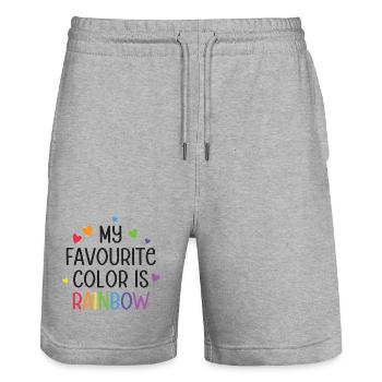 LGBT Pride Month - Meine Lieblingsfarbe ist Regenbogen - Stanley/Stella Unisex Bio Joggingshorts Trainer  - Grau meliert - Vorne - Nik (191cm) & Marisol (170cm)