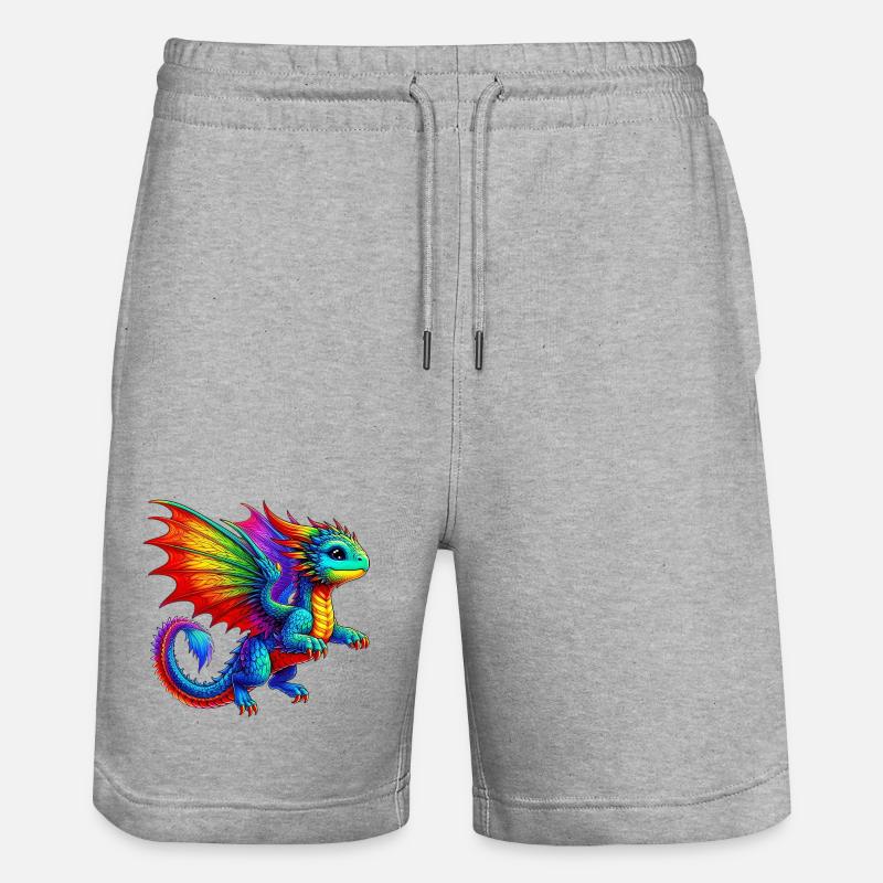 Drache - Stanley/Stella Unisex Bio Joggingshorts Trainer - Grau meliert