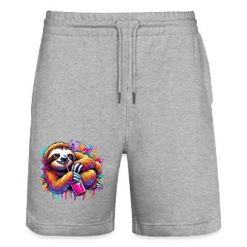 Paresse - Short de jogging bio TRAINER Stanley/Stella unisexe - gris chiné - Devant - Nik (191cm) & Marisol (170cm)