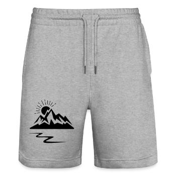 Logo de la montagne - Short de jogging bio TRAINER Stanley/Stella unisexe - gris chiné - Devant - Nik (191cm) & Marisol (170cm)