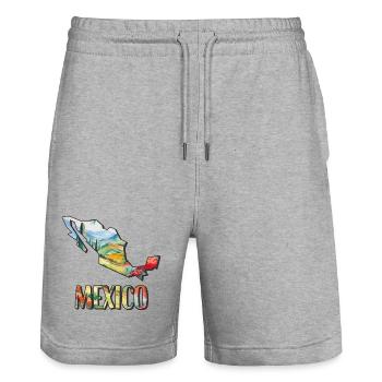 Aquarell Landkarte Mexiko - Stanley/Stella Unisex Bio Joggingshorts Trainer  - Grau meliert - Vorne - Nik (191cm) & Marisol (170cm)