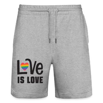 LGBTQ Pride Month - Liebe ist Liebe - Stanley/Stella Unisex Bio Joggingshorts Trainer  - Grau meliert - Vorne - Nik (191cm) & Marisol (170cm)