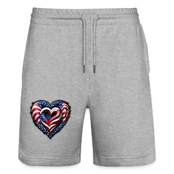 Das Herz - Stanley/Stella Unisex Bio Joggingshorts Trainer  - Grau meliert - Vorne - Nik (191cm) & Marisol (170cm)
