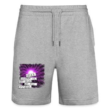 Glück beginnt da wo man die zeit vergisst - Stanley/Stella Unisex Bio Joggingshorts Trainer  - Grau meliert - Vorne - Nik (191cm) & Marisol (170cm)