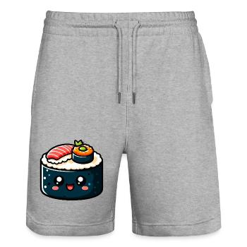 Sushi - Short de jogging bio TRAINER Stanley/Stella unisexe - gris chiné - Devant - Nik (191cm) & Marisol (170cm)