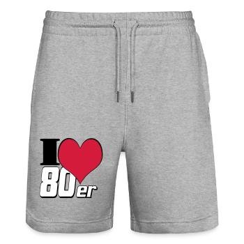 80s Party Retro Fun , Theme Party Shirt 80s (25) - Stanley/Stella Trainer Unisex Organic Jogging Shorts - heather grey - Front - Nik (191cm) & Marisol (170cm)
