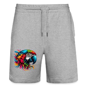 Papagei - Stanley/Stella Unisex Bio Joggingshorts Trainer  - Grau meliert - Vorne - Nik (191cm) & Marisol (170cm)