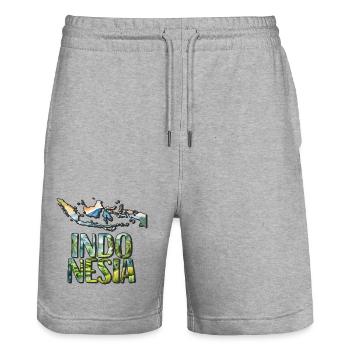 Aquarell Landkarte Indonesien - Stanley/Stella Unisex Bio Joggingshorts Trainer  - Grau meliert - Vorne - Nik (191cm) & Marisol (170cm)