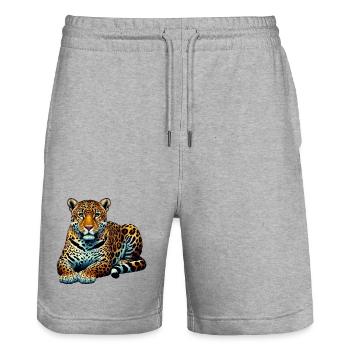 Leopard - Stanley/Stella Unisex Bio Joggingshorts Trainer  - Grau meliert - Vorne - Nik (191cm) & Marisol (170cm)