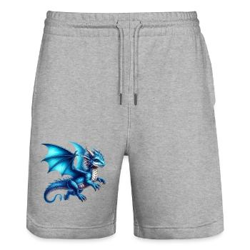 Dragon - Stanley/Stella Trainer Unisex Organic Jogging Shorts - heather grey - Front - Nik (191cm) & Marisol (170cm)