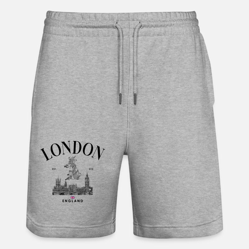 Tiny Union Jack auf Schwarz - Stanley/Stella Unisex Bio Joggingshorts Trainer  - Grau meliert