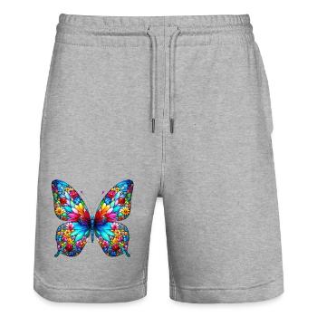 Butterfly - Stanley/Stella Trainer Unisex Organic Jogging Shorts - heather grey - Front - Nik (191cm) & Marisol (170cm)
