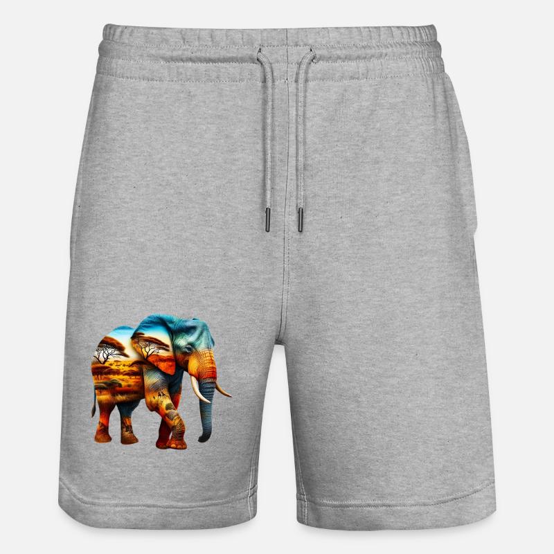 Éléphant - Short de jogging bio TRAINER Stanley/Stella unisexe - gris chiné