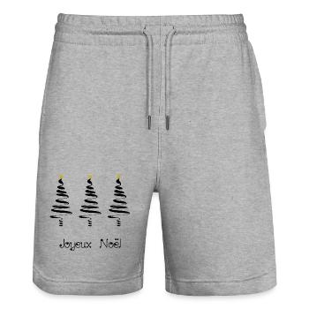 SAPIN. NOËL. MERRY CHRISTMAS. BONNE ANNEE - Short de jogging bio TRAINER Stanley/Stella unisexe - gris chiné - Devant - Nik (191cm) & Marisol (170cm)