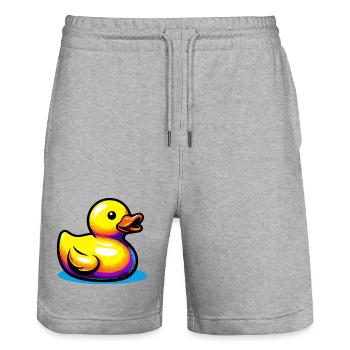 Caneton Canard Canard Canard - Short de jogging bio TRAINER Stanley/Stella unisexe - gris chiné - Devant - Nik (191cm) & Marisol (170cm)