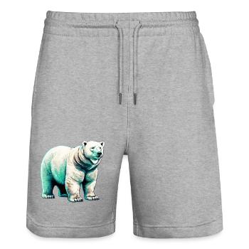 Ours polaire blanc - Short de jogging bio TRAINER Stanley/Stella unisexe - gris chiné - Devant - Nik (191cm) & Marisol (170cm)