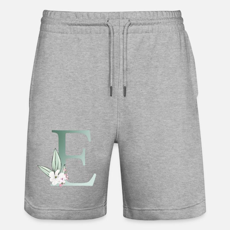 E Monogram, Floral, Personnalisable - Short de jogging bio TRAINER Stanley/Stella unisexe - gris chiné