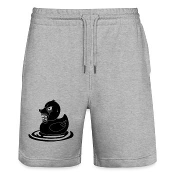 Canard démoniaque noir - Short de jogging bio TRAINER Stanley/Stella unisexe - gris chiné - Devant - Nik (191cm) & Marisol (170cm)