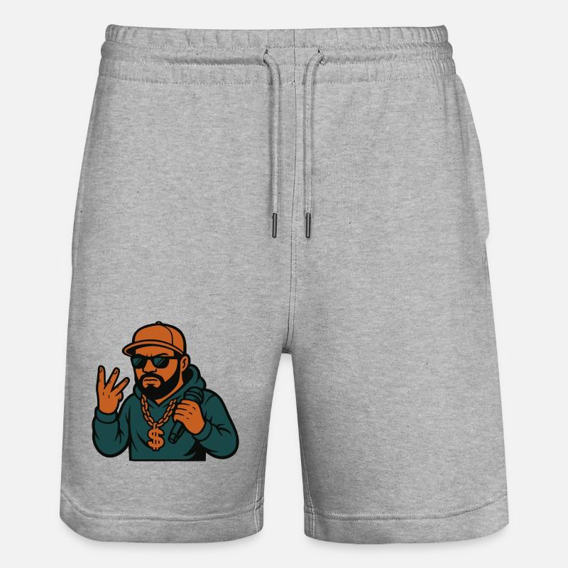 Rapper – Mic in der Hand, Style im Blut - Stanley/Stella Unisex Bio Joggingshorts Trainer - Grau meliert